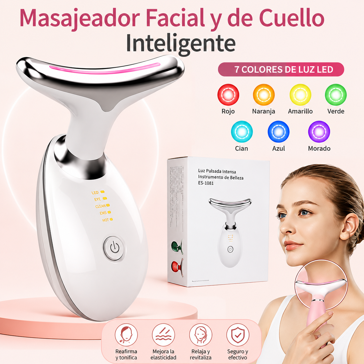 masajeador facial de 7 colores