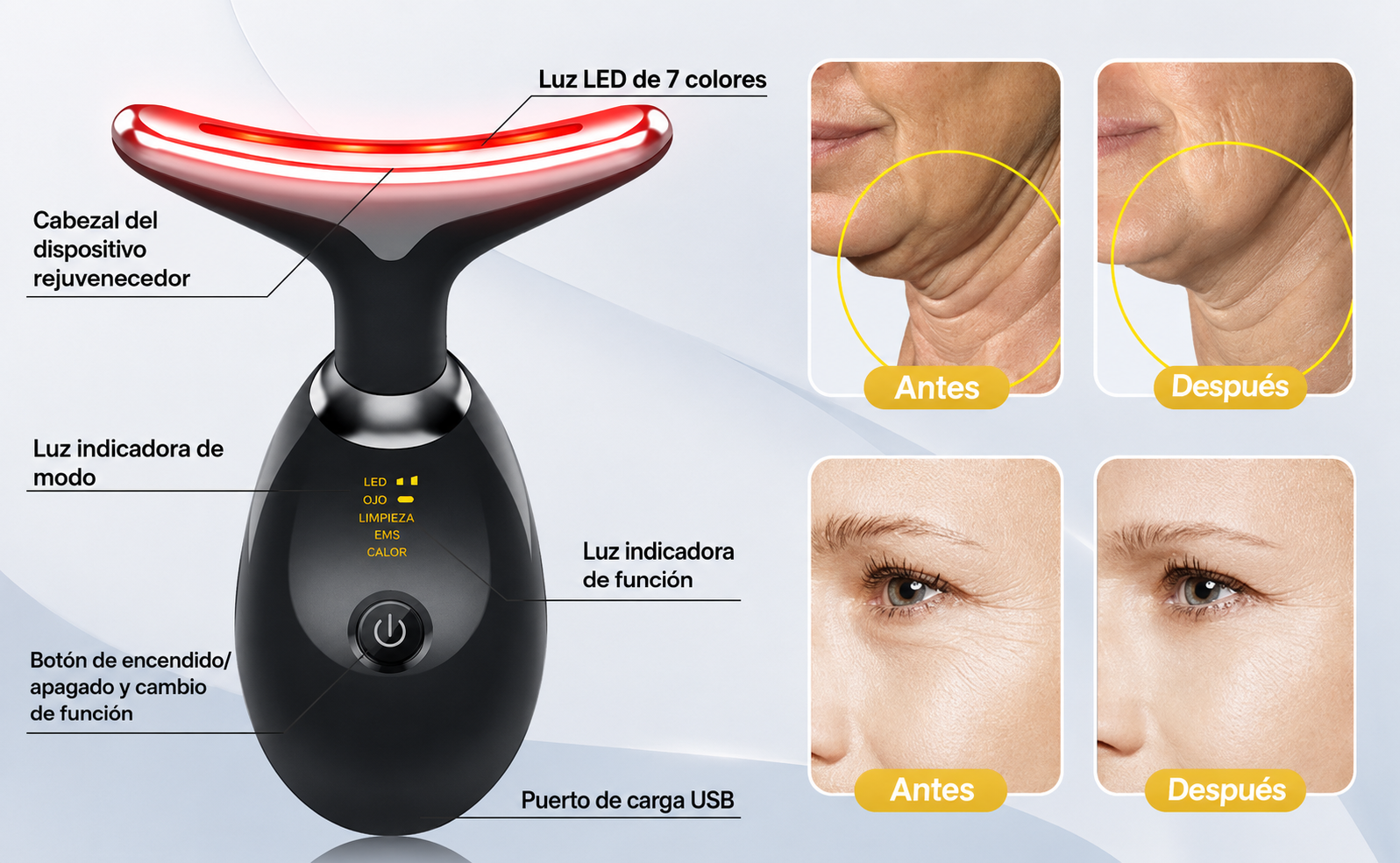 masajeador facial de 7 colores
